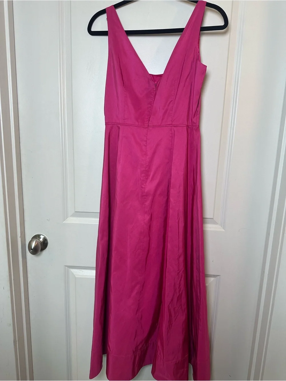 J. Crew Silk Taffeta Magenta Pink A-Line Babydoll Midi Dress, Size 4
